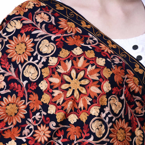 Women's Aari Embroidery Wool Stole